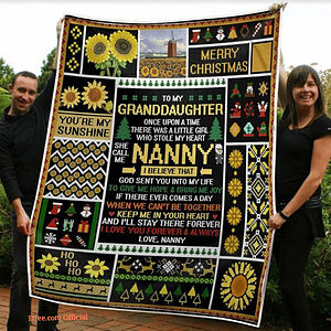 To My Granddaughter Sunflower You Are My Sunshine Gift From Nanny Grandma Fleece Blanket - Super King - Ettee