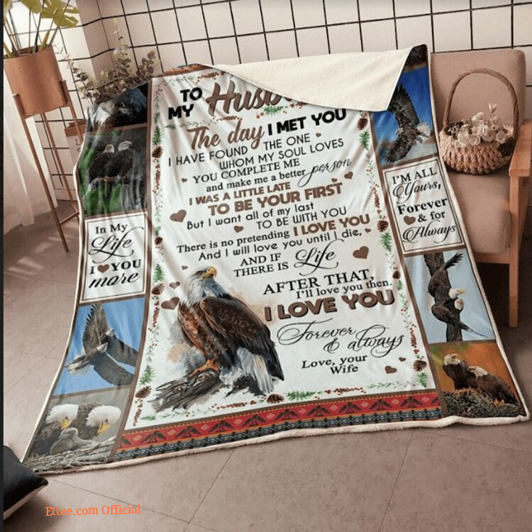 To My Husband Eagle Couple You Complete Me Gift From Wife Fleece Blanket