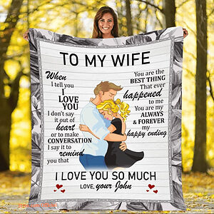 To My Wife Quilt Blanket Gift For Valentine. Lightweight And Smooth Comfort - Super King - Ettee