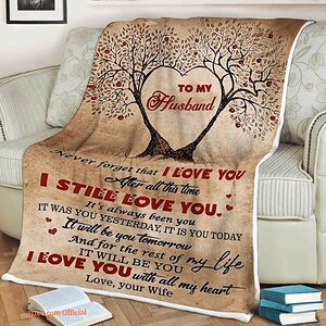 Valentine Tree Quilt Blanket To My Husband Never Forget That I Love You - Super King - Ettee