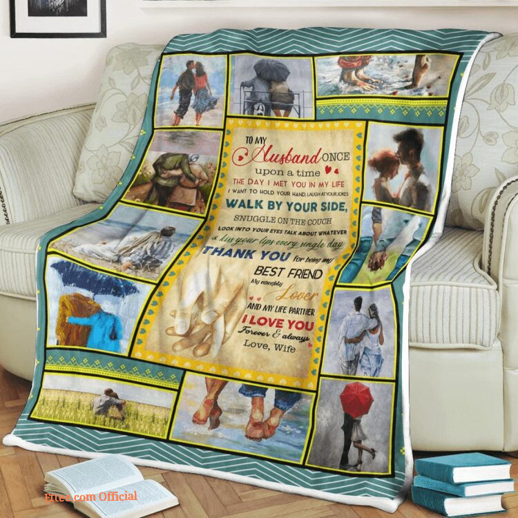 Valentine Quilt Blanket To My Husband. Foldable And Compact