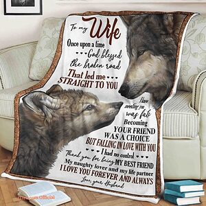 Valentine Wolf Quilt Blanket To My Wife. Lightweight And Smooth Comfort - Super King - Ettee