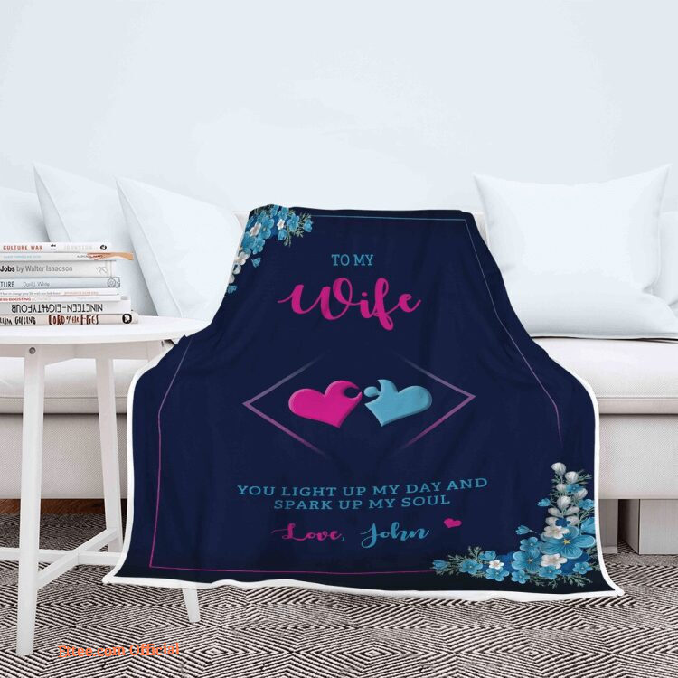 Valentine's Day Anniversary Customized Name Quilt Blanket For Wife