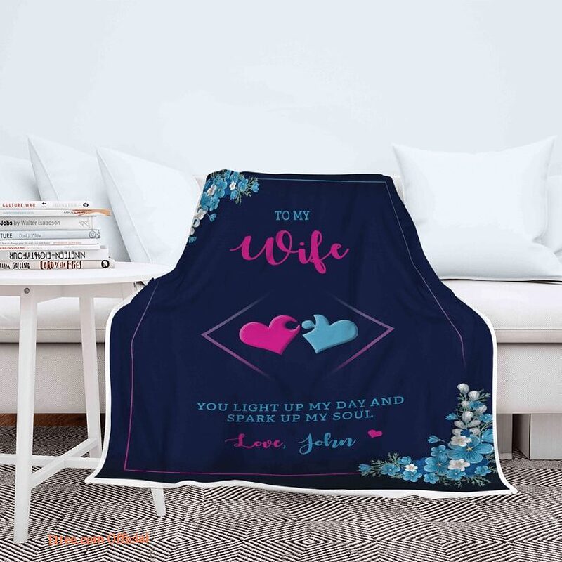 Valentine's Day Anniversary Customized Name Quilt Blanket For Wife - Super King - Ettee