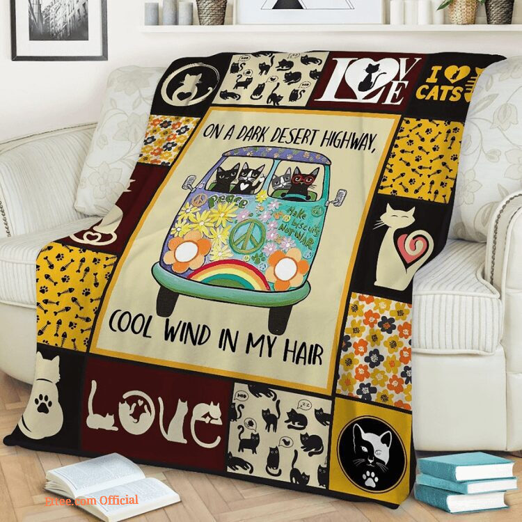 Black Cat Quilt Blanket - Dark Desert Highway, Cool Wind - Gift for Me