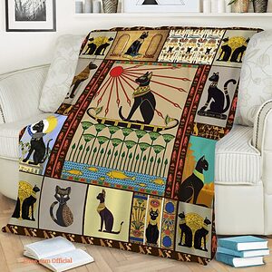 Cat Black Pattern Quilt Blanket. Light And Durable. Soft To Touch - Super King - Ettee