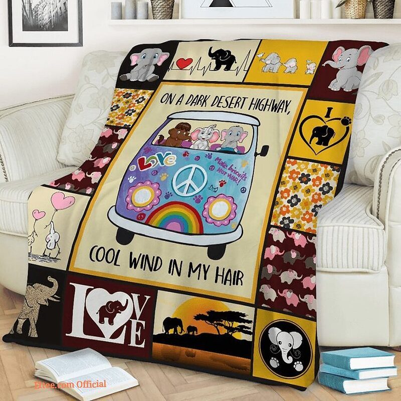 Elephant On Highway Quilt Blanket On A Dark Desert Highway Cool Wind In My Hair - Super King - Ettee