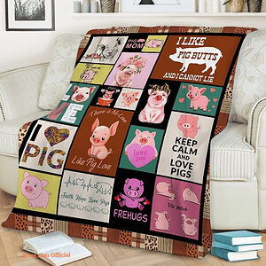 Pig Quilt Blanket I Like Pig. Light And Durable. Soft To Touch - Super King - Ettee