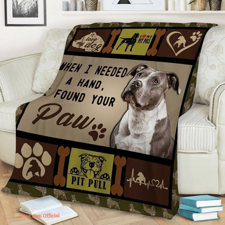 Pitbull Quilt Blanket When I Needed A Hand I Found Your Paw. Foldable And Compact