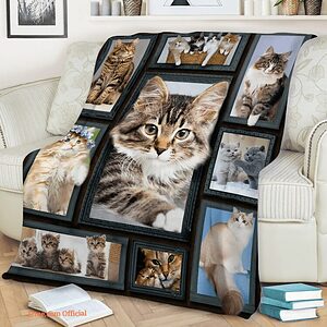 Cat Colorful Pattern Quilt Blanket. Lightweight And Smooth Comfort - Super King - Ettee