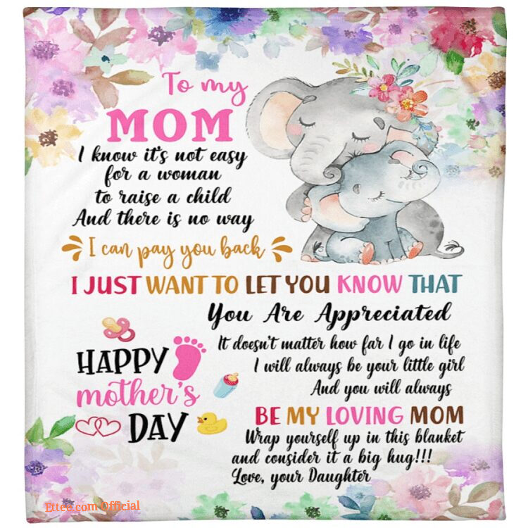 cute elephant to my mom happy mothers day blanket gift for mom