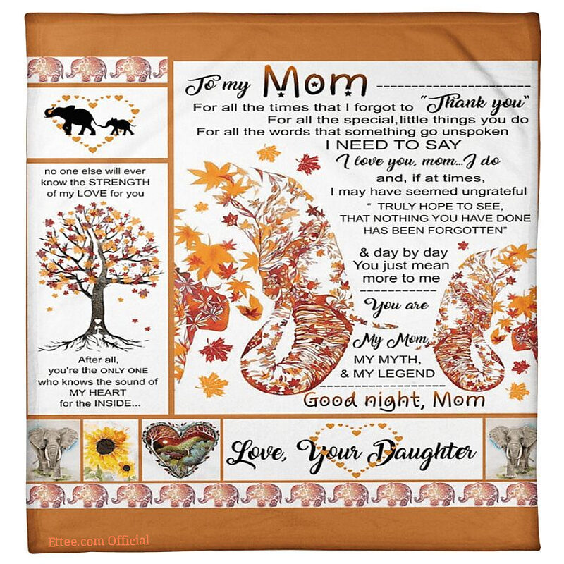 daughter to mom for all the time elephant fleece blanket - King - Ettee