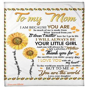 daughter to mom you are the world sunflower fleece blanket - Super King - Ettee