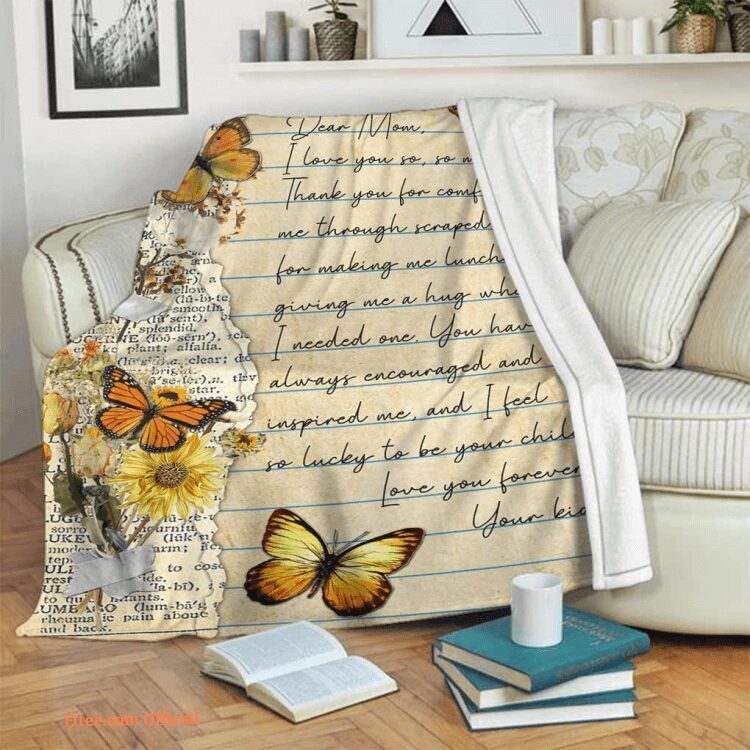 dear mom mothers day butterfly blanket gift for mom from kid