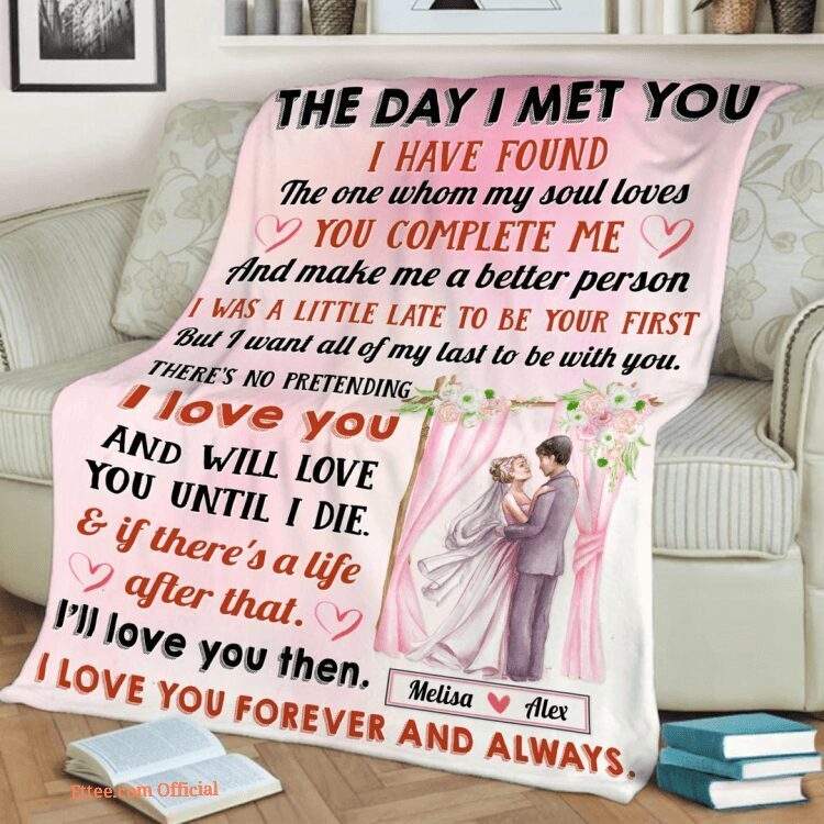 Valentine Customized Name I Love You Forever And Always Couples Quilt Blanket