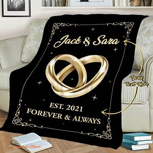 Valentine Forever Always Customized Name Couples Fleece Quilt Blanket - Super King - Ettee