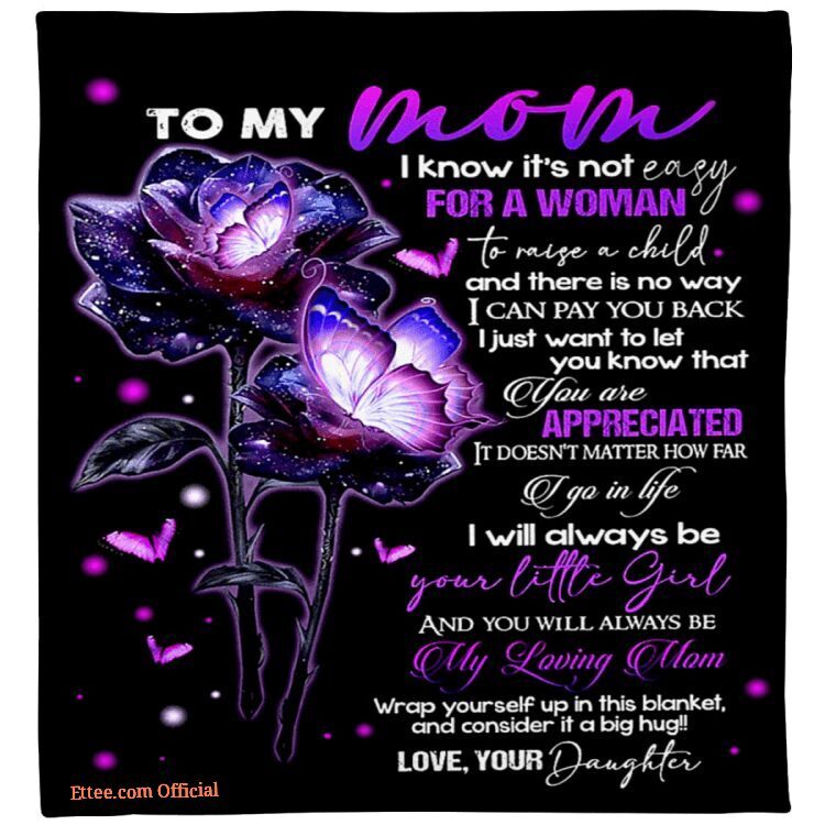 blanket with roses and purple butterfly gift for mom from daughter