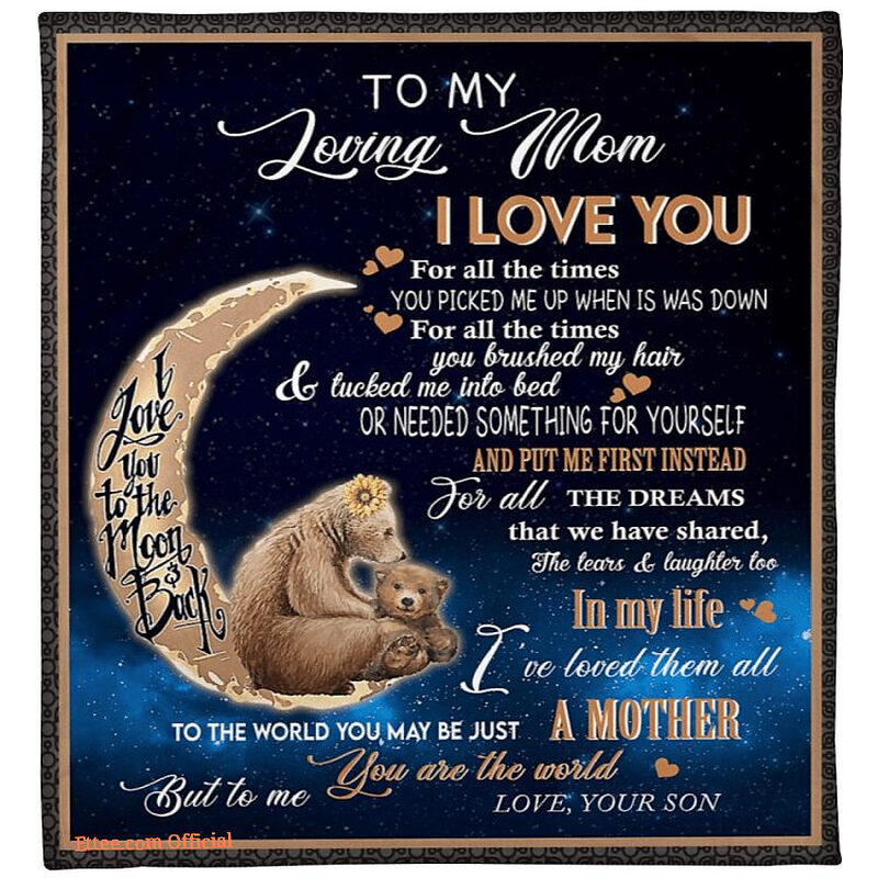 gift for mother blanket bear to my loving mom from son - Super King - Ettee