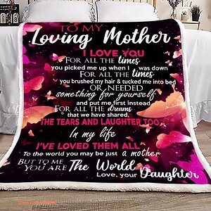 gift for mother blanket butterfly to my loving mother i love you - Super King - Ettee