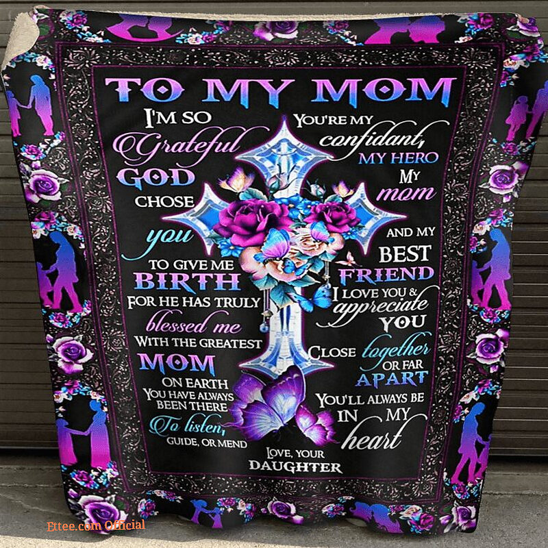 gift for mother blanket cross rose and butterfly you are my confidant - Super King - Ettee