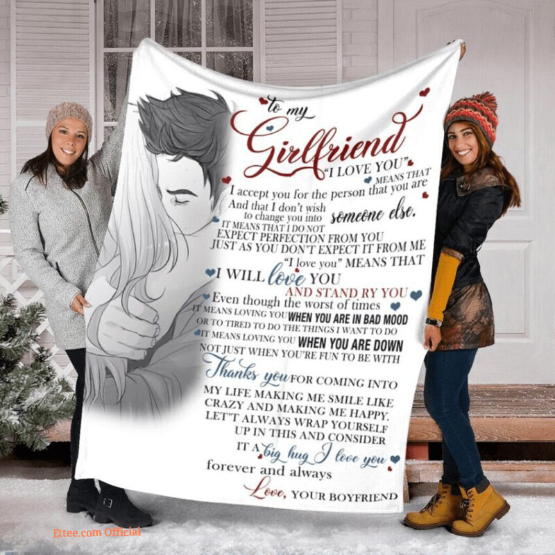 To My Girlfriend I Love You Fleece Quilt Blanket. Lightweight And Smooth Comfort