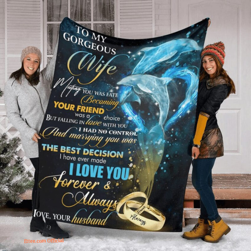 Valentine To My Gorgeous Wife Fleece Blanket. Lightweight And Smooth Comfort