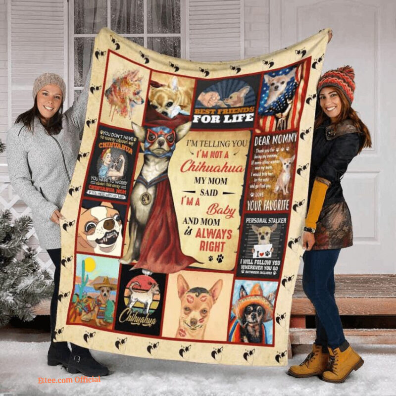 Chihuahua Best Friend For Life Quilt Blanket. Foldable And Compact