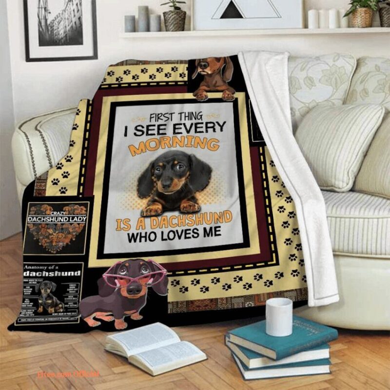 Crazy Dachshund Lady Quilt Blanket. Lightweight And Smooth Comfort