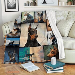 3D Animal Doberman Pinscher Quilt Blanket. Light And Durable. Soft To Touch - Super King - Ettee