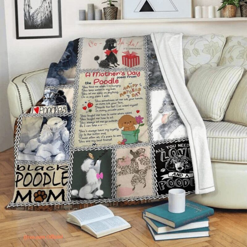Poodle Sherpa Quilt Blanket. Lightweight And Smooth Comfort. Foldable And Compact