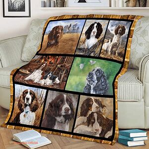 Springer Spaniel Quilt Blanket. Lightweight And Smooth Comfort - Super King - Ettee