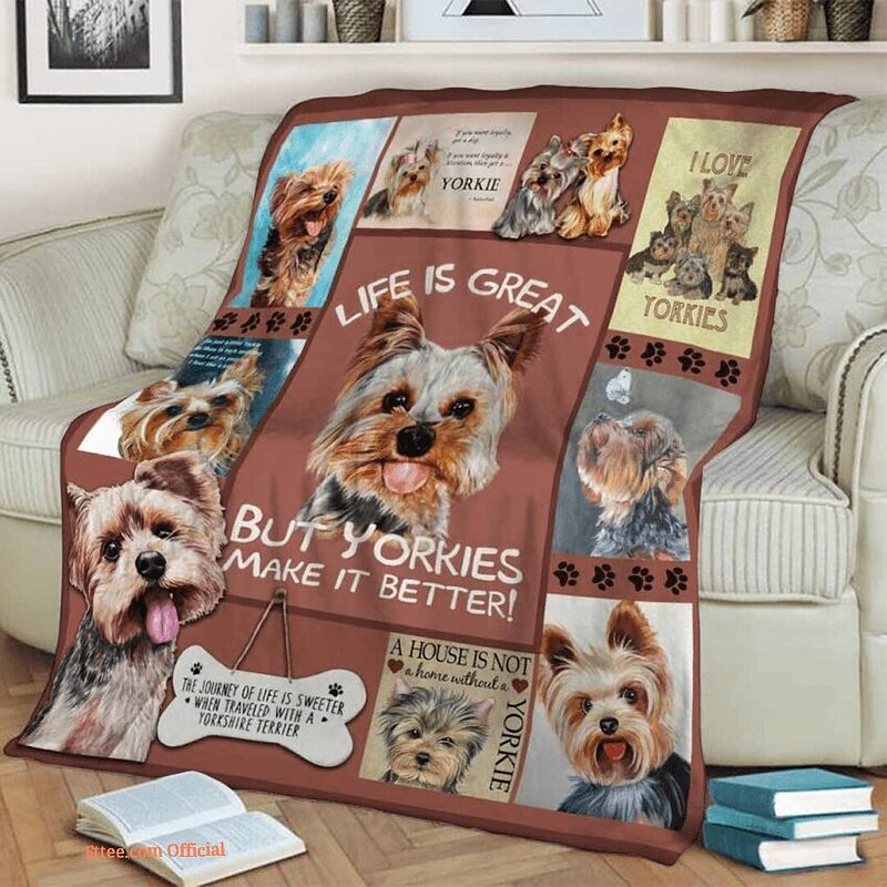 Yorkies Sherpa Quilt Blanket. Lightweight And Smooth Comfort - Super King - Ettee