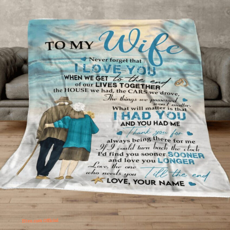 To My Wife Blanket Customized Quilt Blankets For Wife. Foldable And Compact