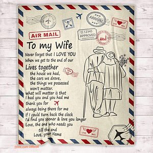 To My Wife Quilt Blanket Love Letter. Light And Durable. Soft To Touch - Super King - Ettee
