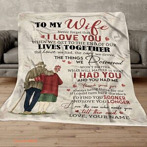 Valentine To My Wife Quilt Blanket Wedding Anniversary. Foldable And Compact - Super King - Ettee