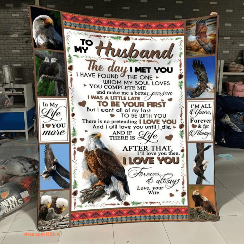 eagle to my husband i love you more your wife quilt blanket