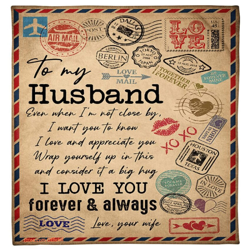 gift for husband blanket air mail to my husband vintage
