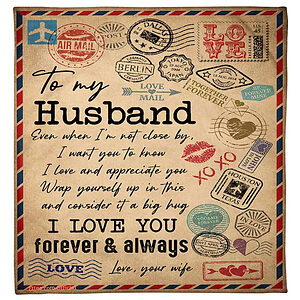 gift for husband blanket air mail to my husband vintage - Super King - Ettee