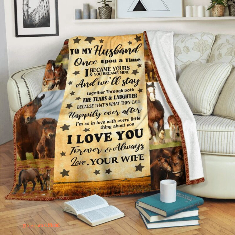 gift for husband blanket horse, i love you forever