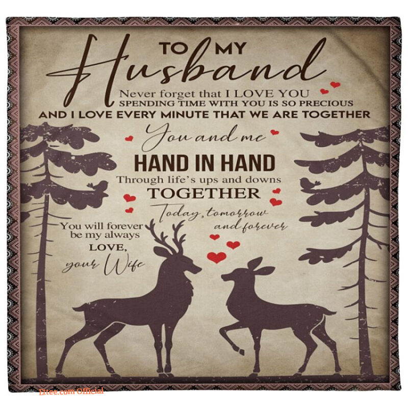 gift for husband blanket never forget that i love you deer couple hand in hand
