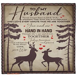 gift for husband blanket never forget that i love you deer couple hand in hand - Super King - Ettee