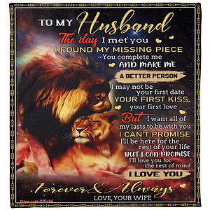 gift for husband blanket the day i met you lion i love you - Super King - Ettee