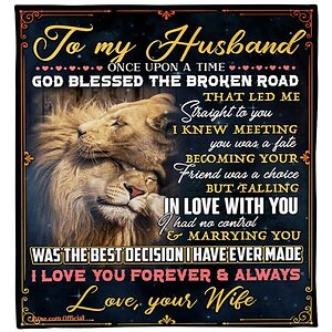 gift for husband blanket to my husband once upon a time god blessed - Super King - Ettee