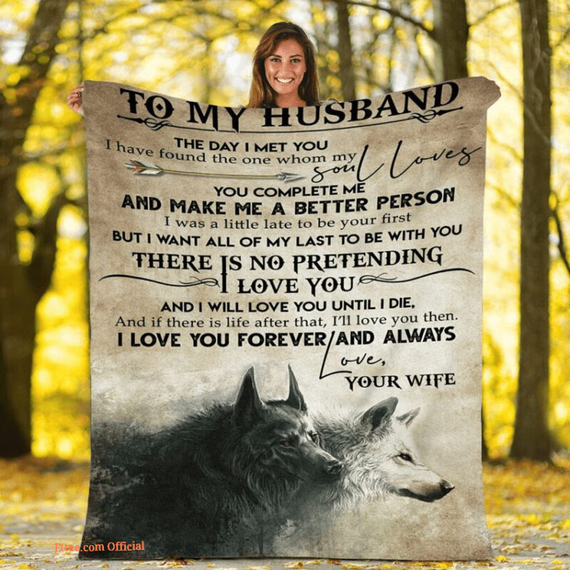gift for husband blanket to my husband wolf