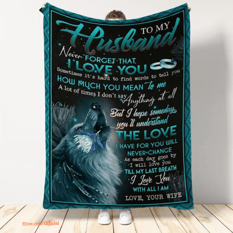 gift for husband blanket to my husband wolf from wife