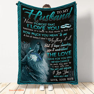 gift for husband blanket to my husband wolf from wife - Super King - Ettee