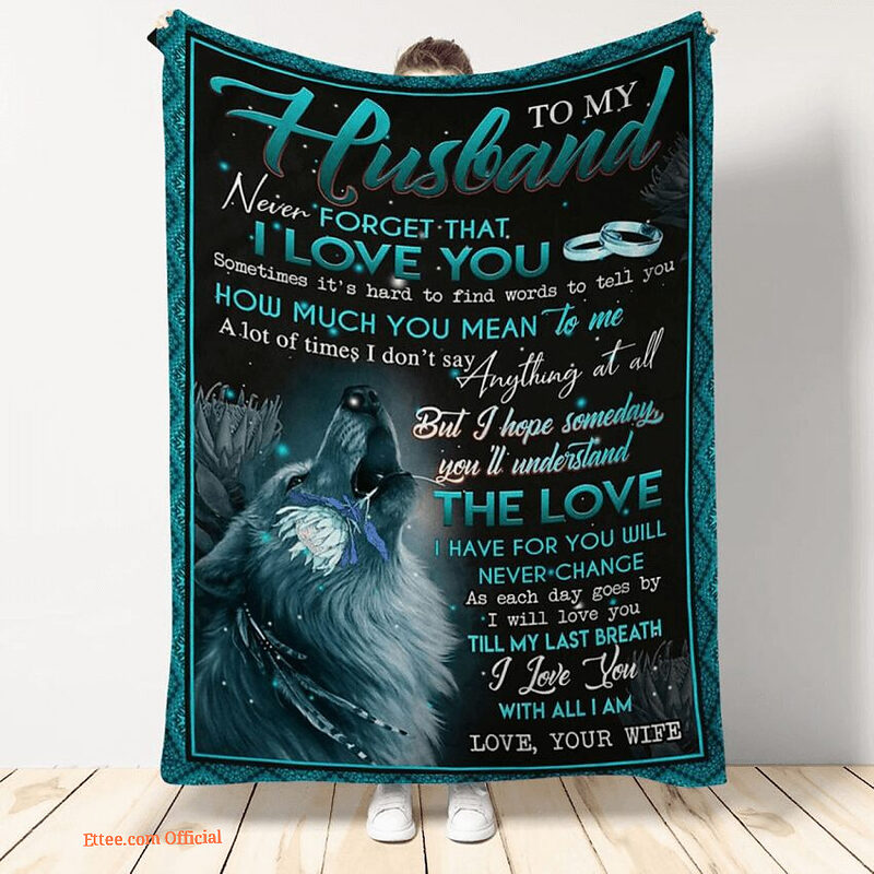 gift for husband blanket to my husband wolf from wife - Super King - Ettee
