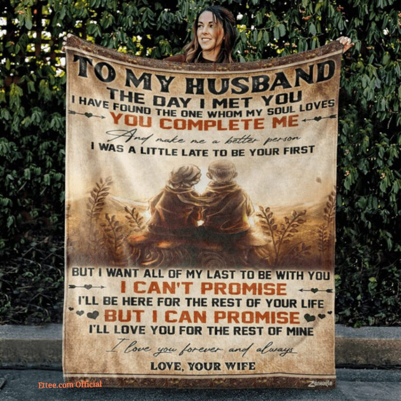 To My Husband The Day I Met You Quilt Blanket. Foldable And Compact