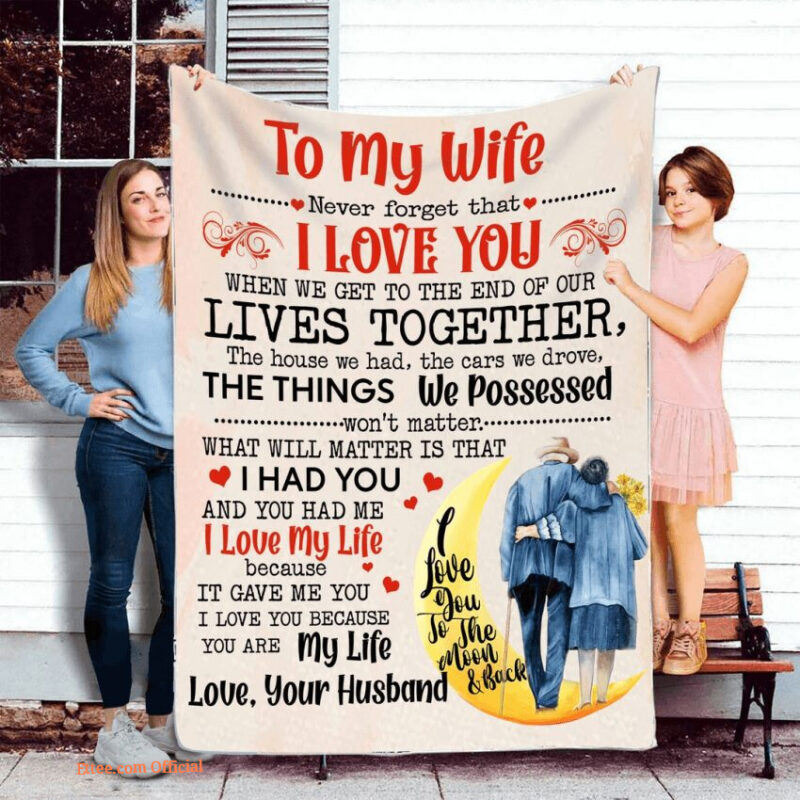 To My Wife Quilt Blanket For Valentine's Day. Light And Durable. Soft To Touch