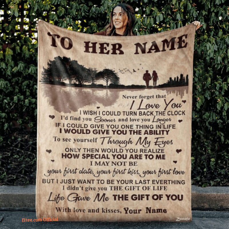 To Her Name Never Forget Gift For Valentine's Day Customized Name Quilt Blanket